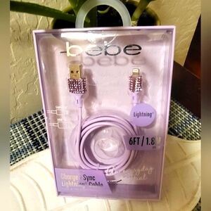 BEBE BLING CHARMED 6' CHARGE+SYNC LIGHTNING CABLE